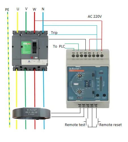 acrel residual current operated relay energy management solutions wiring_副本