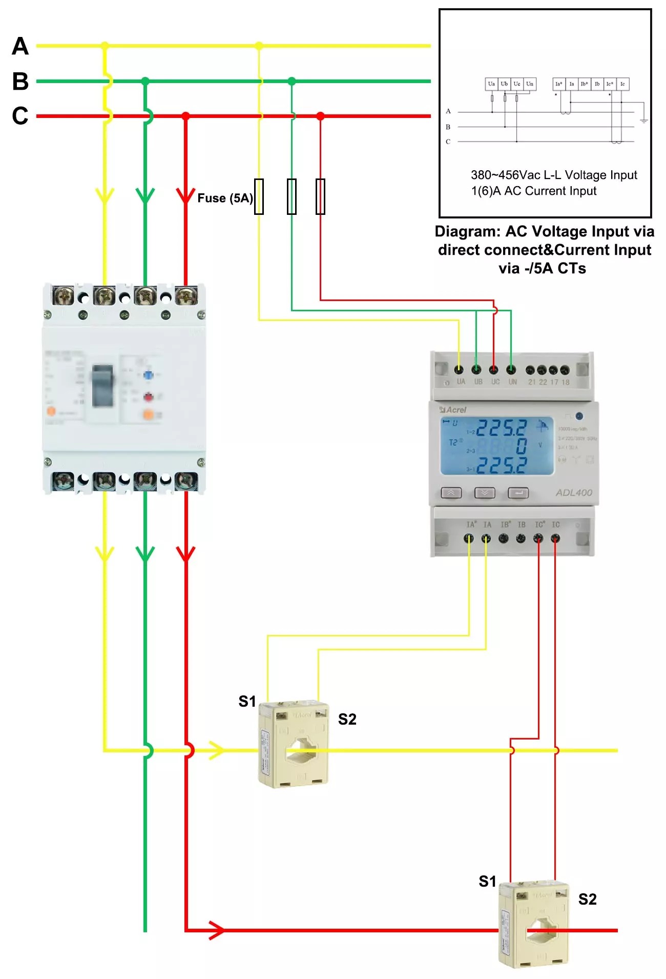 ADL400 - wiring - 3-phase 3-wire CT operated_副本