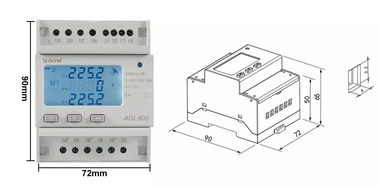 ADL400 - Dimension (Current Input via CTs)_副本